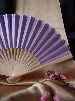 9&quot; Lavender Silk Hand Fans for Weddings (10 Pack)