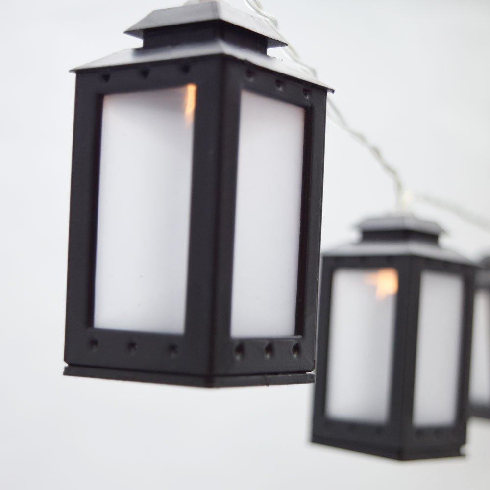10 LED Black Candle Lantern Tea Light String Light, 5.5 FT, Battery Operated - PaperLanternStore.com - Paper Lanterns, Decor, Party Lights &amp; More