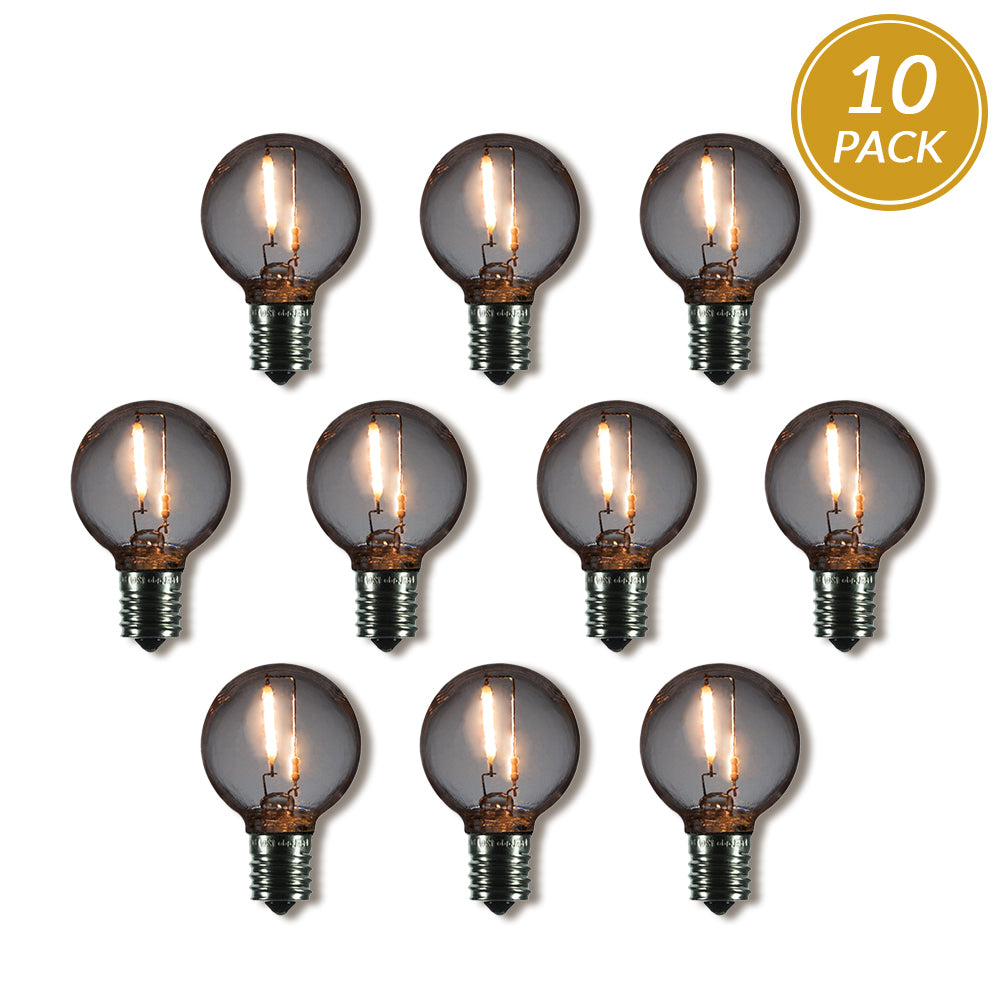 10-Pack LED Filament G40 Globe Shatterproof Light Bulb, Dimmable, 1W,  E17 Intermediate Base - PaperLanternStore.com - Paper Lanterns, Decor, Party Lights &amp; More