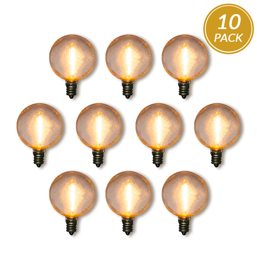 10-Pack LED Filament G50 Globe Shatterproof Light Bulb, Dimmable, 1W,  E12 Candelabra Base - PaperLanternStore.com - Paper Lanterns, Decor, Party Lights &amp; More