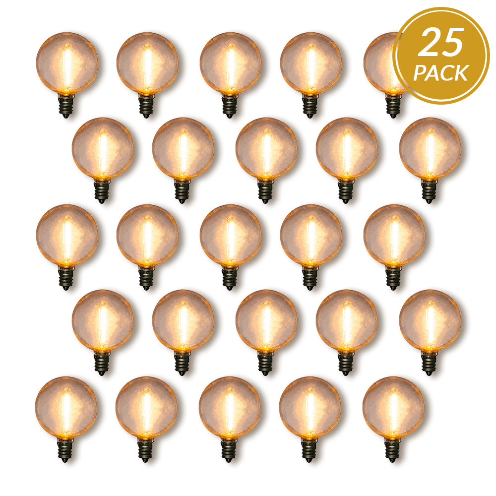25-Pack LED Filament G50 Globe Shatterproof Light Bulb, Dimmable, 1W,  E12 Candelabra Base - PaperLanternStore.com - Paper Lanterns, Decor, Party Lights &amp; More