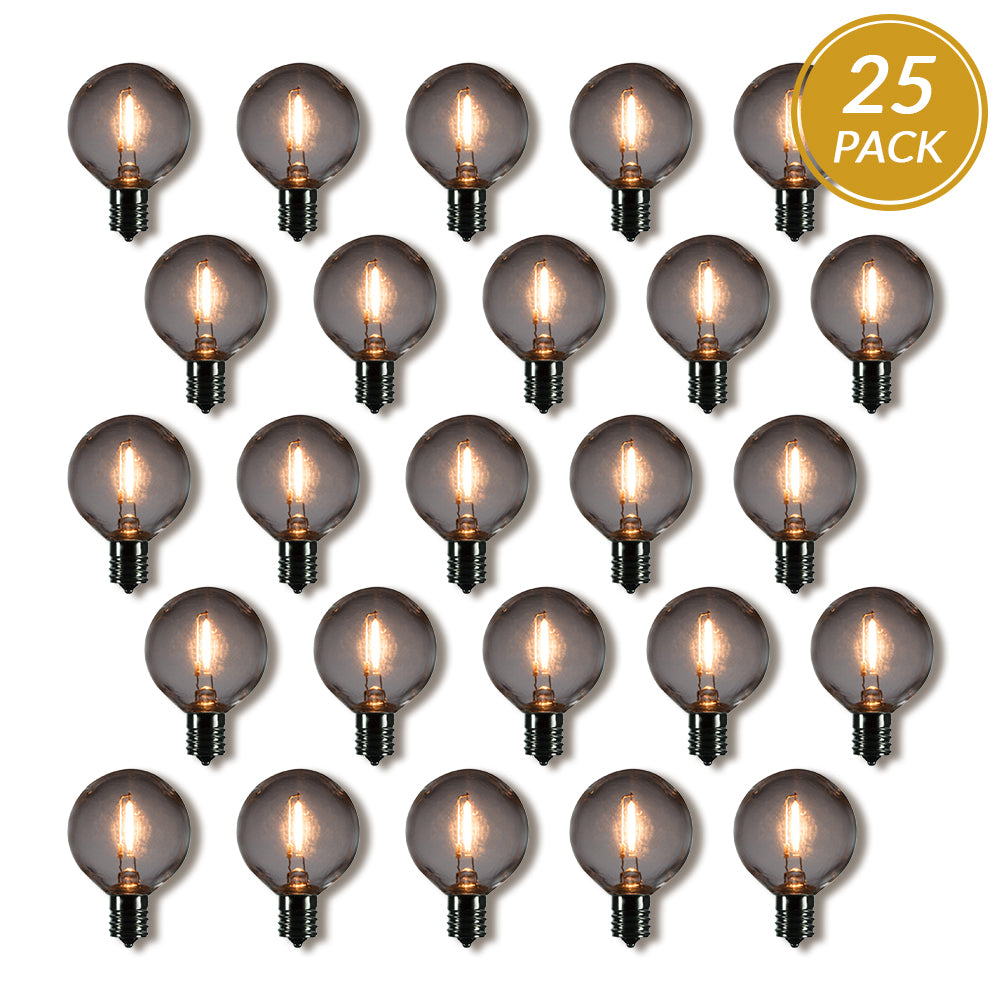 25-Pack LED Filament G50 Globe Shatterproof Light Bulb, Dimmable, 1W,  E17 Intermediate Base - PaperLanternStore.com - Paper Lanterns, Decor, Party Lights &amp; More