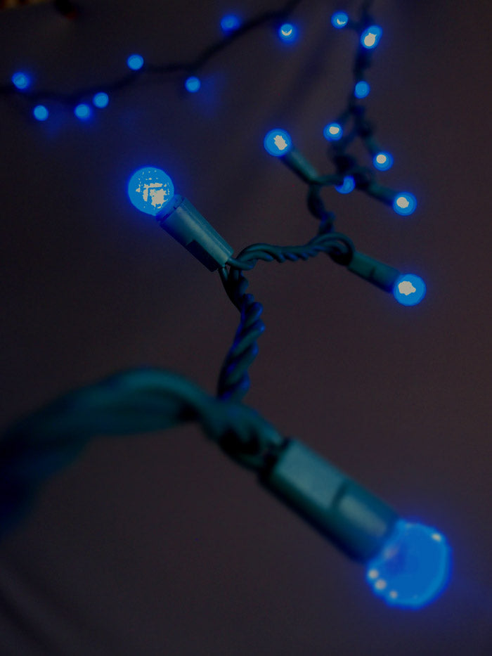 70 Outdoor Blue LED G12 Raspberry String Lights, 23.6 FT Green Cord, Weatherproof, Expandabl - PaperLanternStore.com - Paper Lanterns, Decor, Party Lights &amp; More