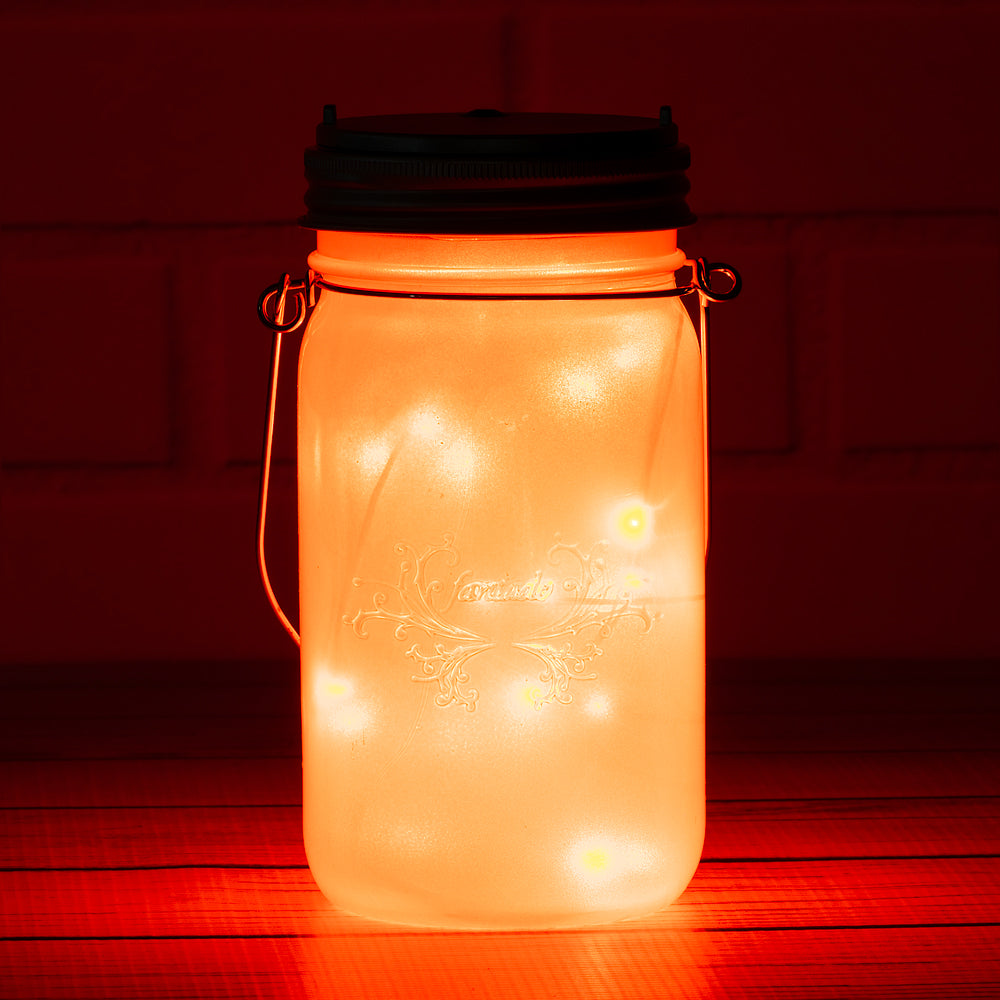 MoonBright™ LED Mason Jar Light, Battery Powered for Wide Mouth - Orange (Lid Light Only) - PaperLanternStore.com - Paper Lanterns, Decor, Party Lights &amp; More