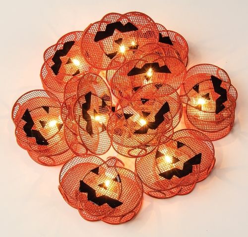 Limited Edition Jack O&#39; Lantern String Lights - 9.5 Foot, 10 Metal Pumpkin Lights for Halloween - PaperLanternStore.com - Paper Lanterns, Decor, Party Lights &amp; More