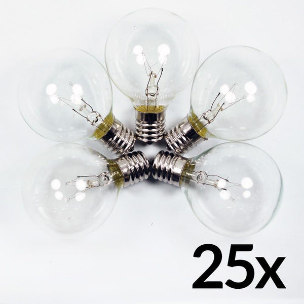SINGLE Clear 7-Watt Incandescent G50 Globe Light Bulb, E17 Intermediate Base - PaperLanternStore.com - Paper Lanterns, Decor, Party Lights & More