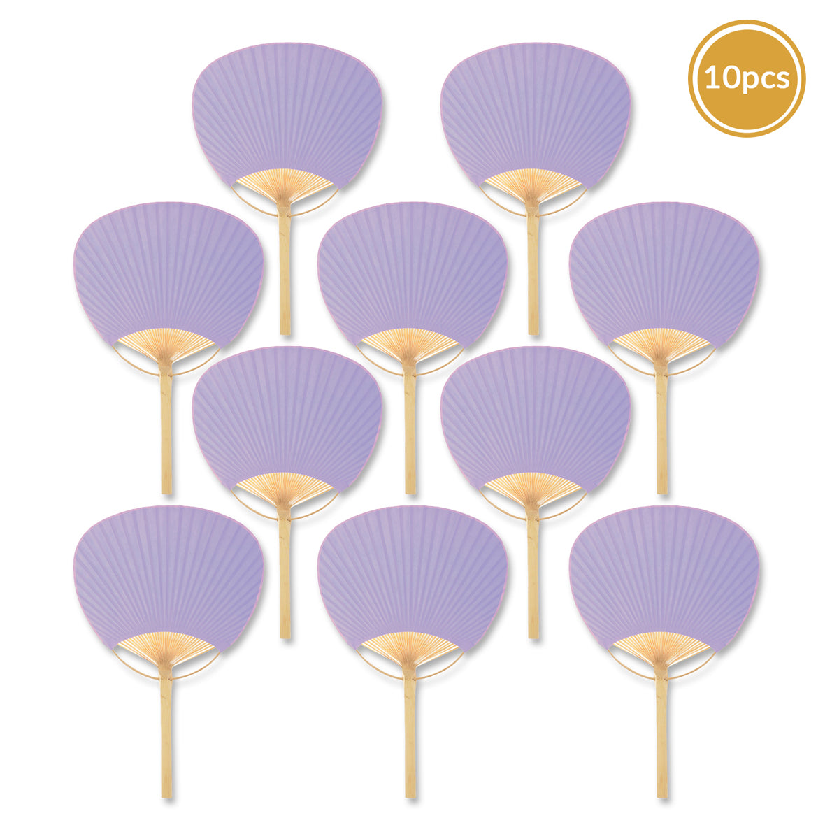 9&quot; Lavender Paddle Paper Hand Fans for Weddings (10 Pack) - PaperLanternStore.com - Paper Lanterns, Decor, Party Lights &amp; More