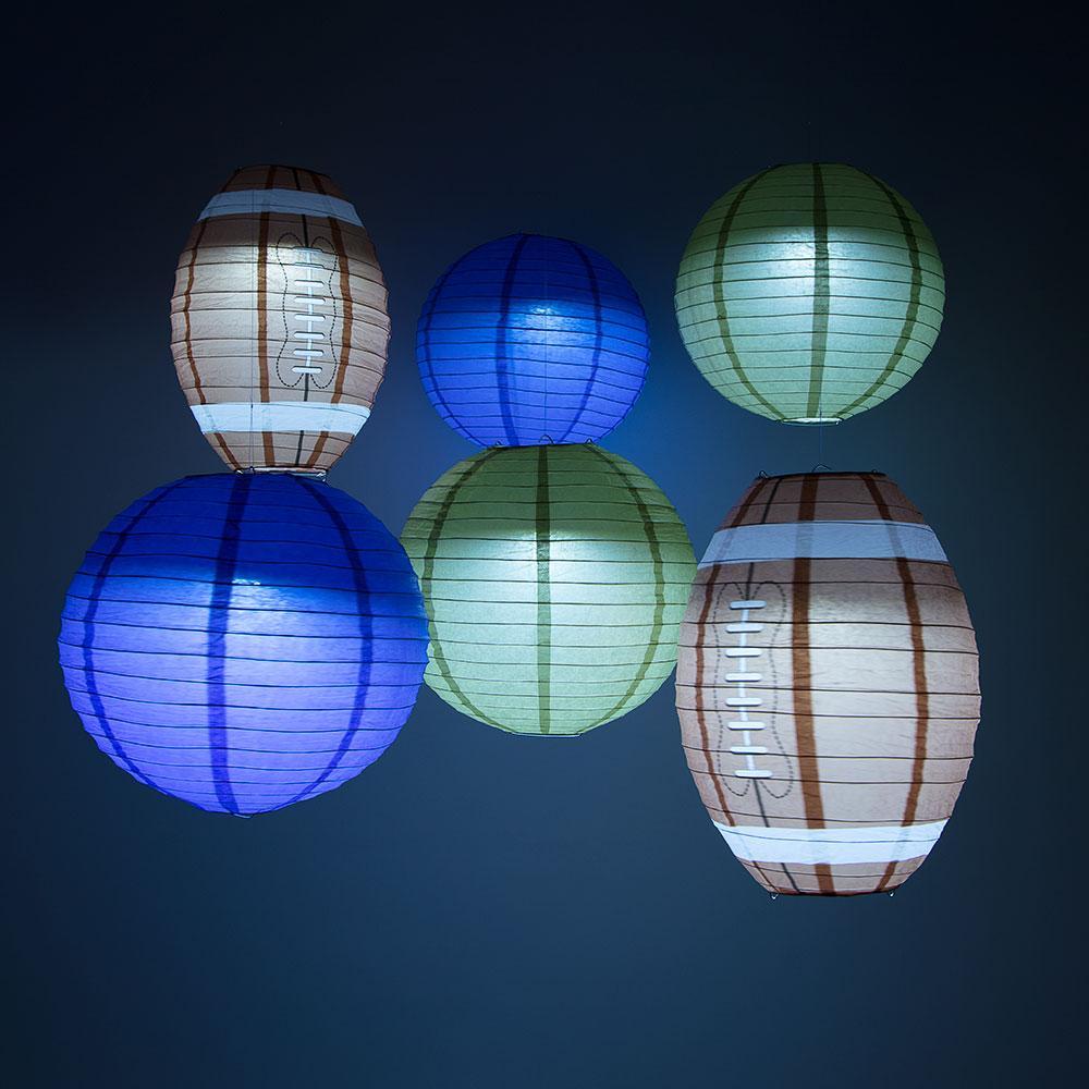 Los Angeles R Pro Football Paper Lanterns 6pc Combo Tailgating Party Pack (Navy/Gold) - by PaperLanternStore.com - Paper Lanterns, Decor, Party Lights &amp; More