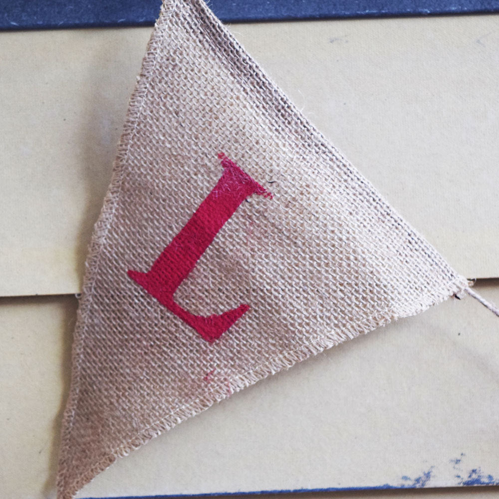 Love Burlap Triangle Flag Pennant Banner (5 Ft) - PaperLanternStore.com - Paper Lanterns, Decor, Party Lights & More