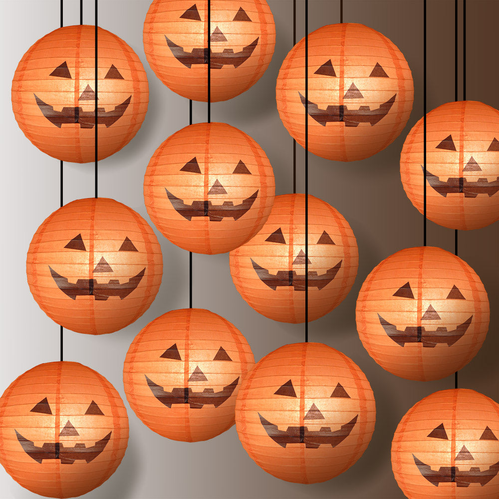 12 PACK | 16&quot; Happy Jack-O-Lantern Halloween Paper Lantern - PaperLanternStore.com - Paper Lanterns, Decor, Party Lights &amp; More