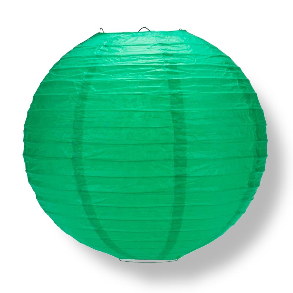 36" Arcadia Teal Jumbo Round Paper Lantern, Even Ribbing, Chinese Hanging Wedding & Party Decoration