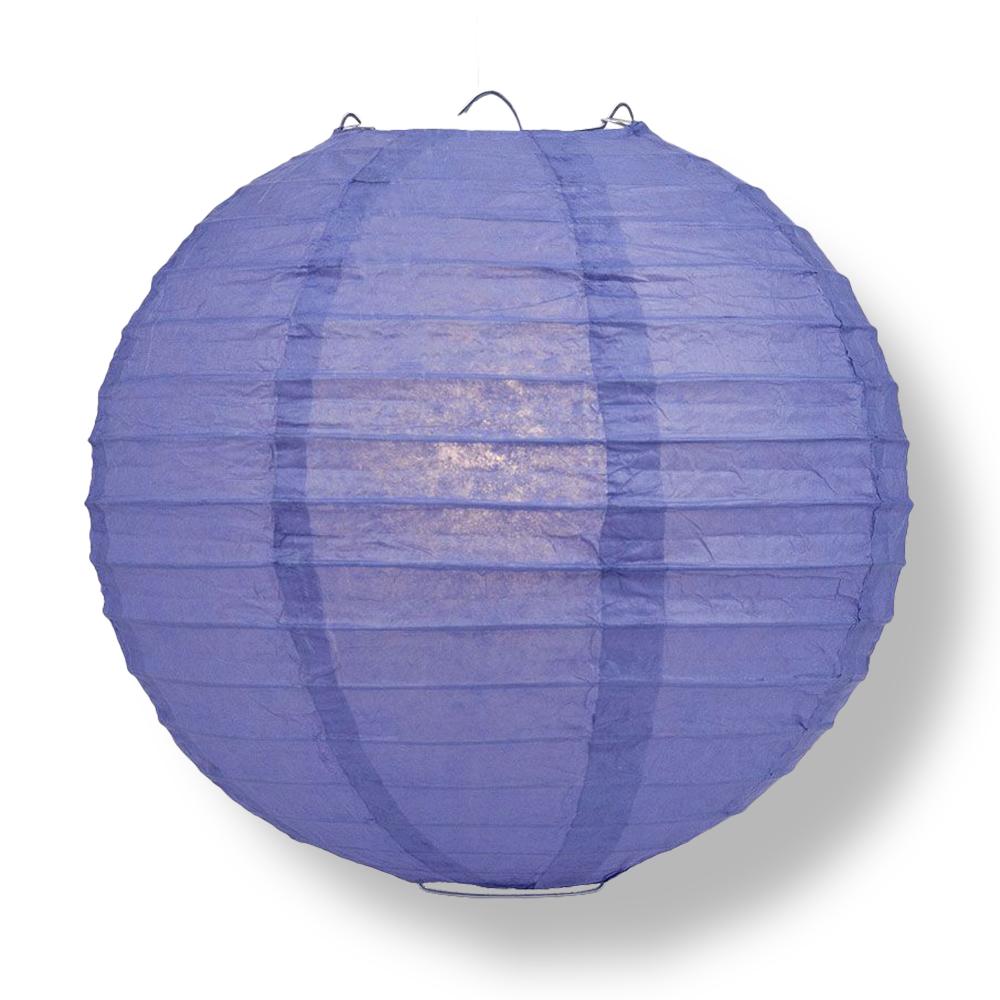 Astra Blue Round Paper Lantern, Even Ribbing, Chinese Hanging Wedding &amp; Party Decoration