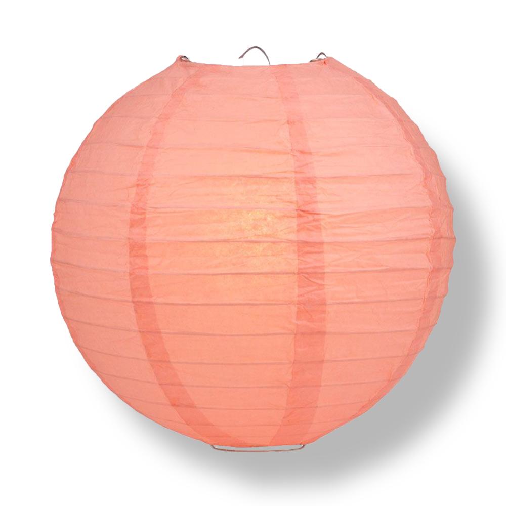 Roseate / Pink Coral Round Paper Lantern, Even Ribbing, Chinese Hanging Wedding &amp; Party Decoration