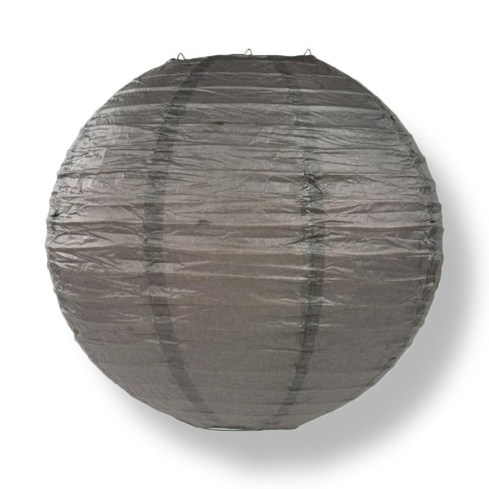 16" Driftwood Grey Round Paper Lantern, Even Ribbing, Hanging Decoration - PaperLanternStore.com - Paper Lanterns, Decor, Party Lights & More