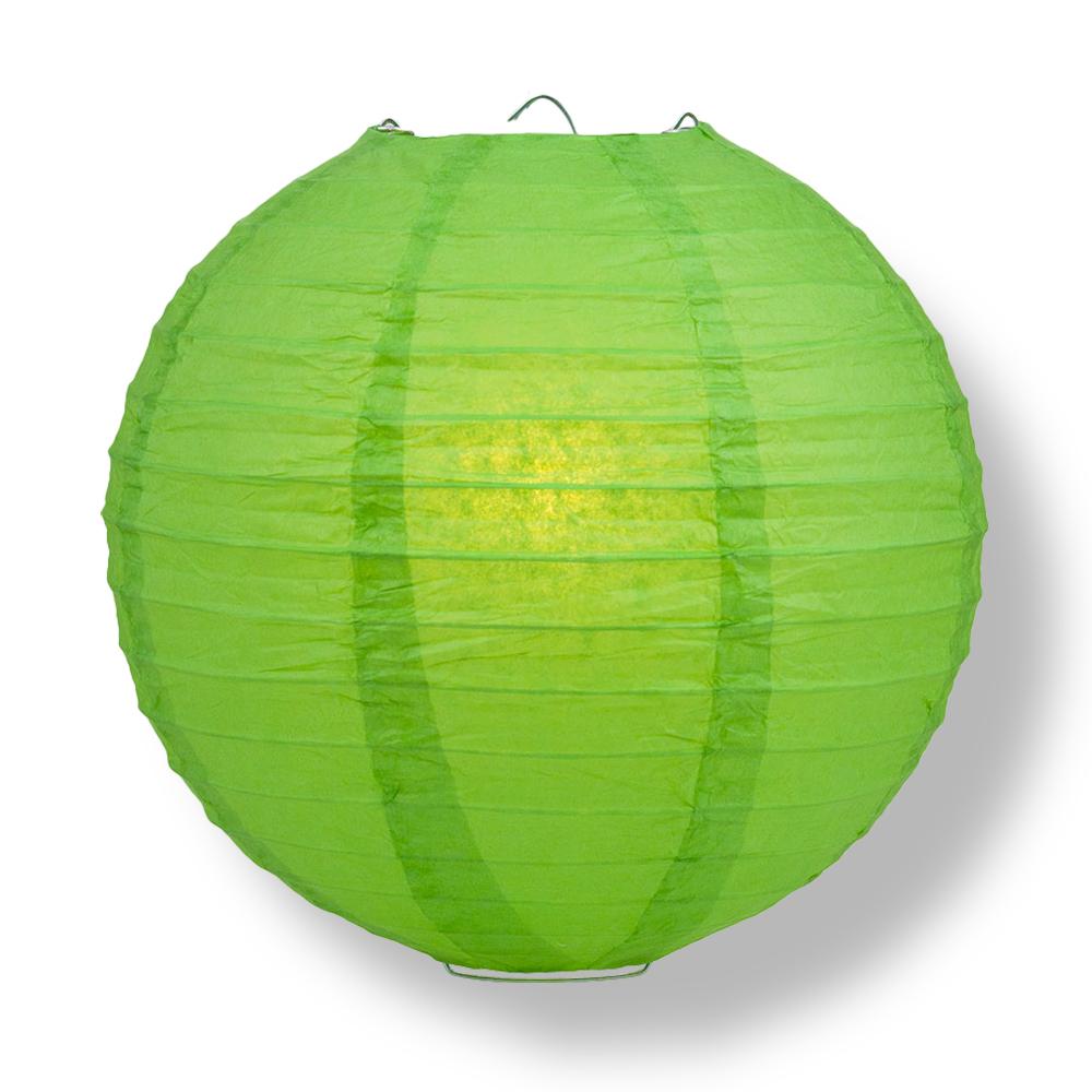24&quot; Grass Greenery Round Paper Lantern, Even Ribbing, Chinese Hanging Wedding &amp; Party Decoration - PaperLanternStore.com - Paper Lanterns, Decor, Party Lights &amp; More