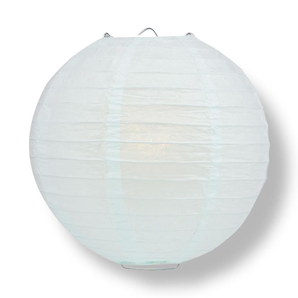 36 Inch White Jumbo Round Paper Lantern, Even Ribbing, Hanging