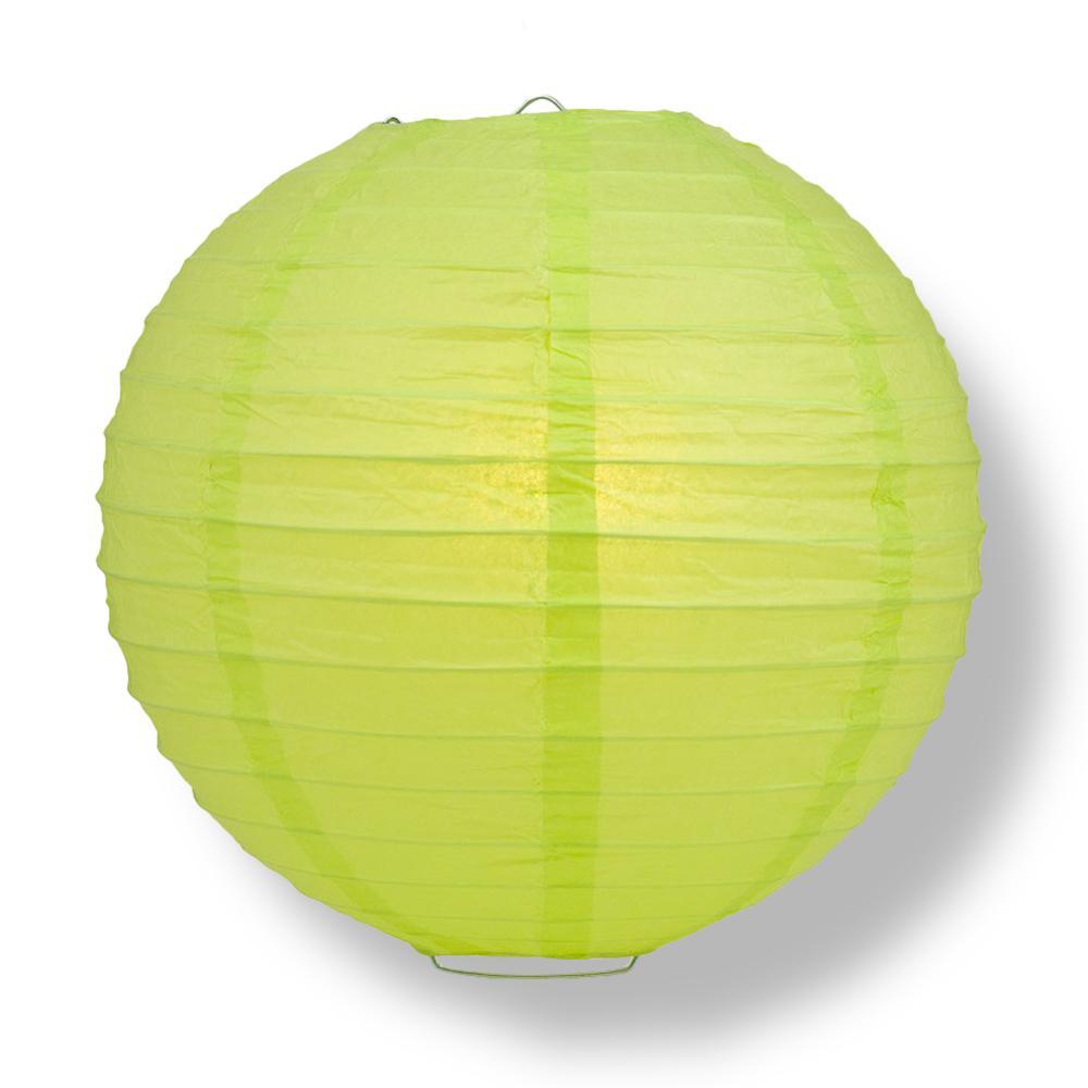 Light Lime Green Round Paper Lantern, Even Ribbing, Chinese Hanging Wedding &amp; Party Decoration