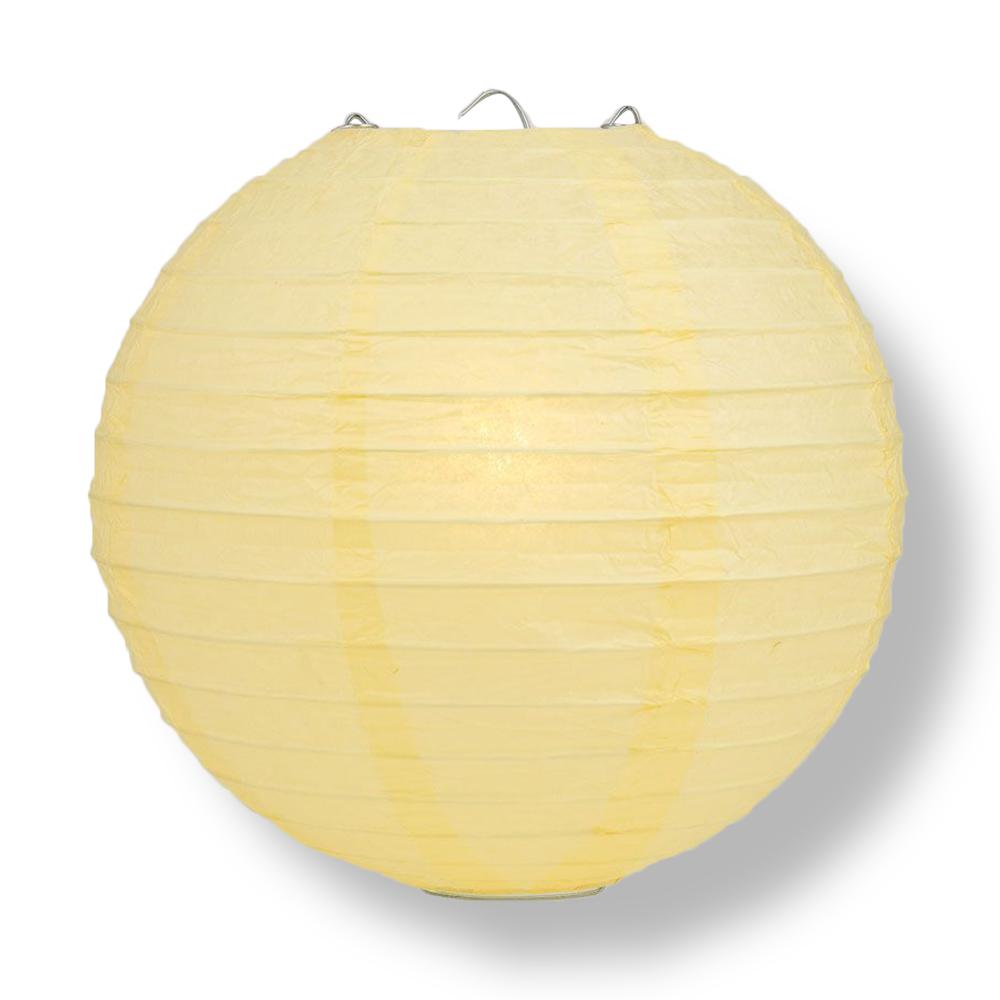 8" Lemon Yellow Chiffon Round Paper Lantern, Even Ribbing, Chinese Hanging Wedding & Party Decoration - PaperLanternStore.com - Paper Lanterns, Decor, Party Lights & More