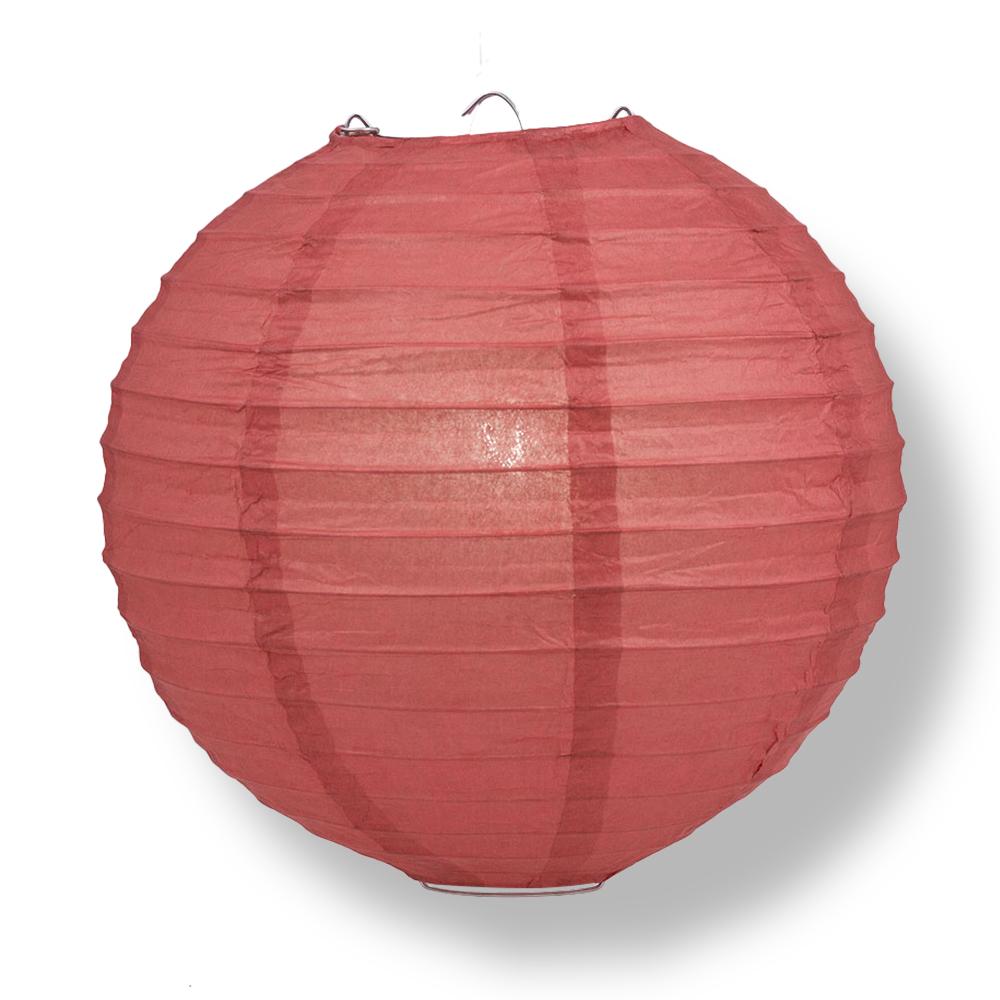 8" Marsala / Burgundy Wine Round Paper Lantern, Even Ribbing, Chinese Hanging Wedding & Party Decoration - PaperLanternStore.com - Paper Lanterns, Decor, Party Lights & More