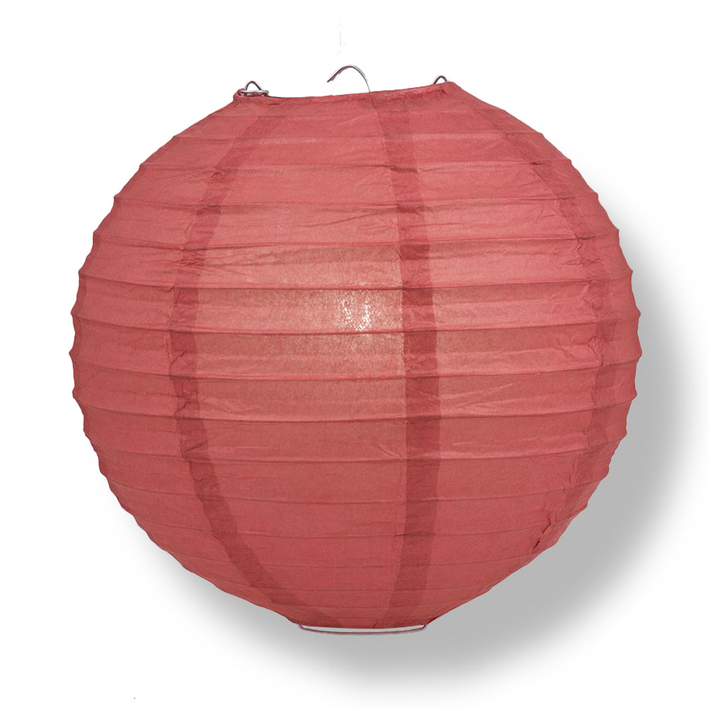 BULK PACK (12) 42&quot; Marsala / Burgundy Wine Round Paper Lantern, Even Ribbing, Chinese Hanging Wedding &amp; Party Decoration