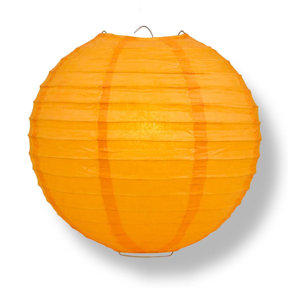 8" Orange Round Paper Lantern, Even Ribbing, Chinese Hanging Wedding & Party Decoration - PaperLanternStore.com - Paper Lanterns, Decor, Party Lights & More