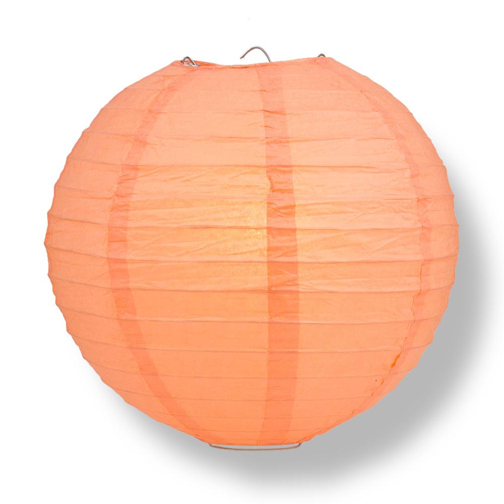 14" Peach / Orange Coral Round Paper Lantern, Even Ribbing, Chinese Hanging Wedding & Party Decoration - PaperLanternStore.com - Paper Lanterns, Decor, Party Lights & More