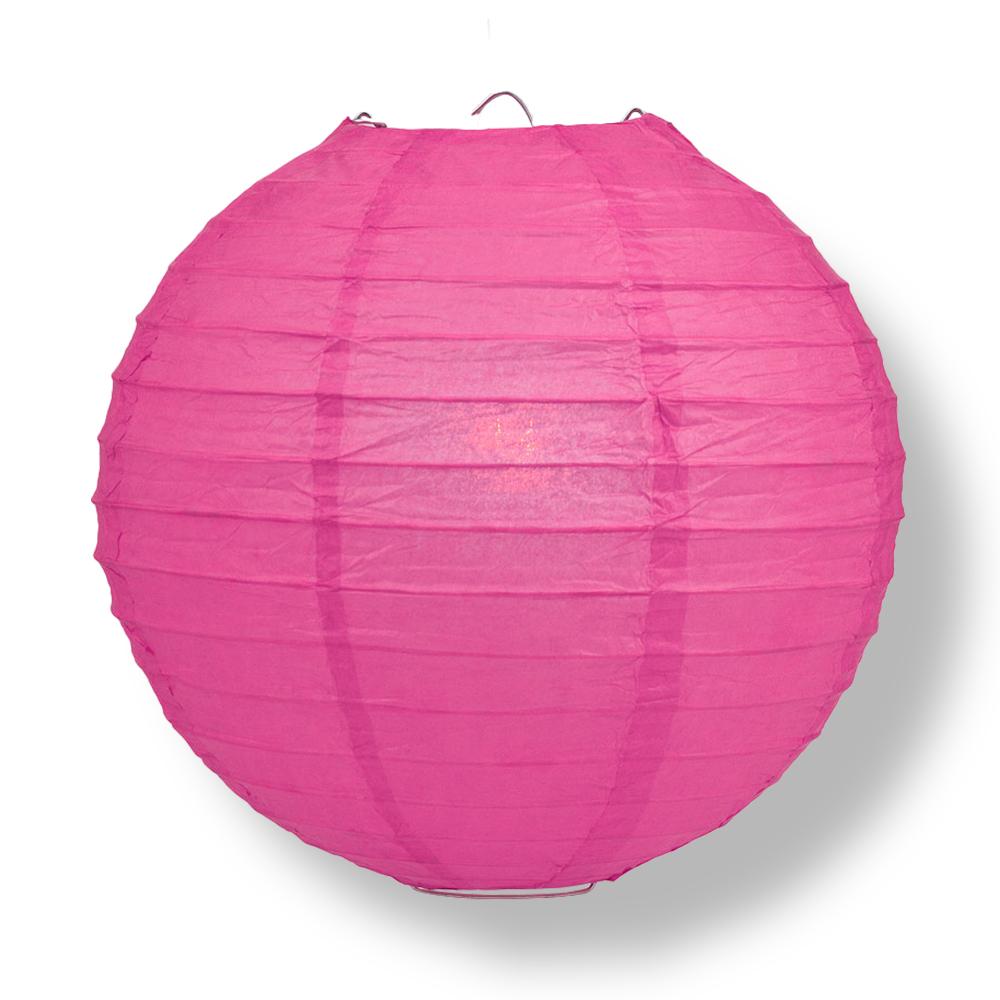 30" Fuchsia / Hot Pink Jumbo Round Paper Lantern, Even Ribbing, Chinese Hanging Wedding & Party Decoration