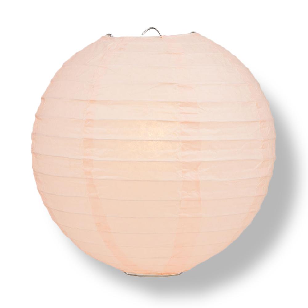 14" Rose Quartz Pink Round Paper Lantern, Even Ribbing, Chinese Hanging Decoration for Weddings and Parties - PaperLanternStore.com - Paper Lanterns, Decor, Party Lights & More