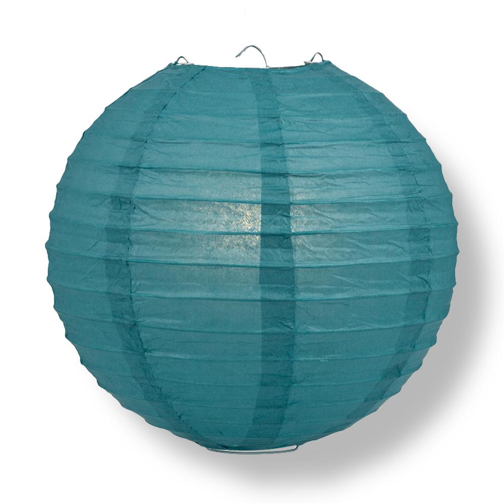 24&quot; Tahiti Teal Round Paper Lantern, Even Ribbing, Chinese Hanging Wedding &amp; Party Decoration - PaperLanternStore.com - Paper Lanterns, Decor, Party Lights &amp; More