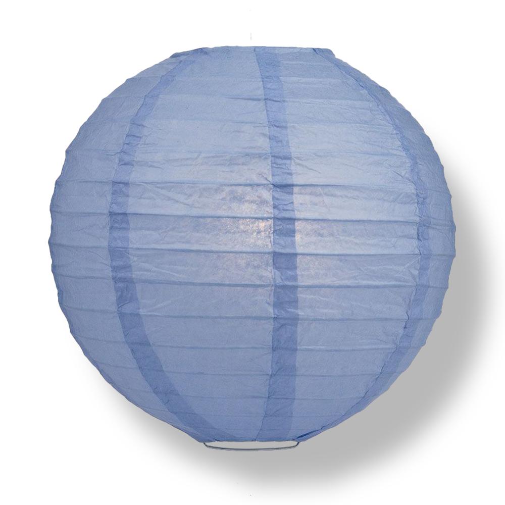 Serenity Blue Round Paper Lantern, Even Ribbing, Chinese Hanging Wedding &amp; Party Decoration