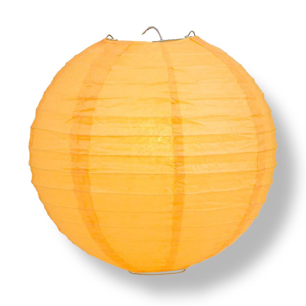 12" Papaya Round Paper Lantern, Even Ribbing, Chinese Hanging Wedding & Party Decoration - PaperLanternStore.com - Paper Lanterns, Decor, Party Lights & More