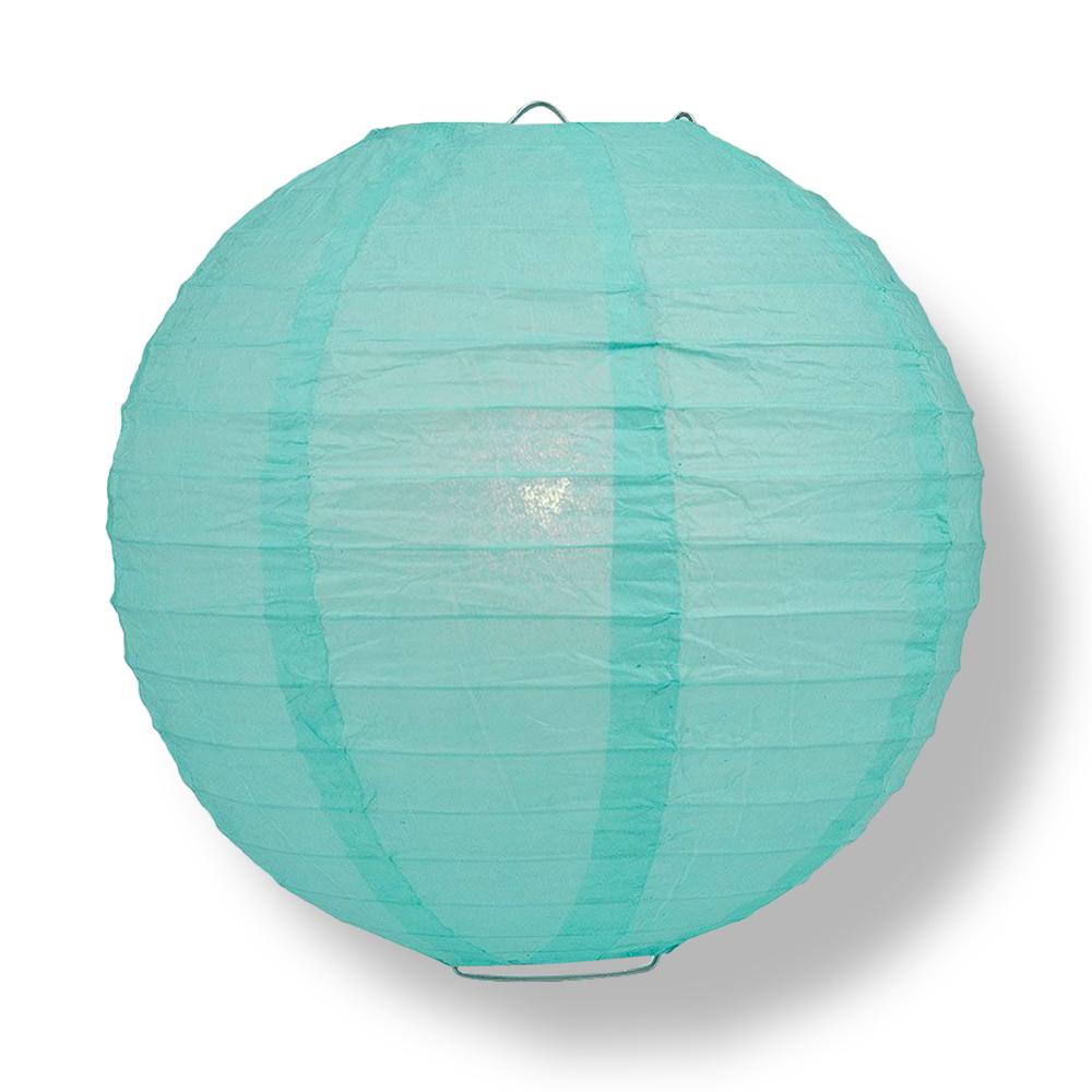 8&quot; Water Blue Round Paper Lantern, Even Ribbing, Chinese Hanging Wedding &amp; Party Decoration - PaperLanternStore.com - Paper Lanterns, Decor, Party Lights &amp; More