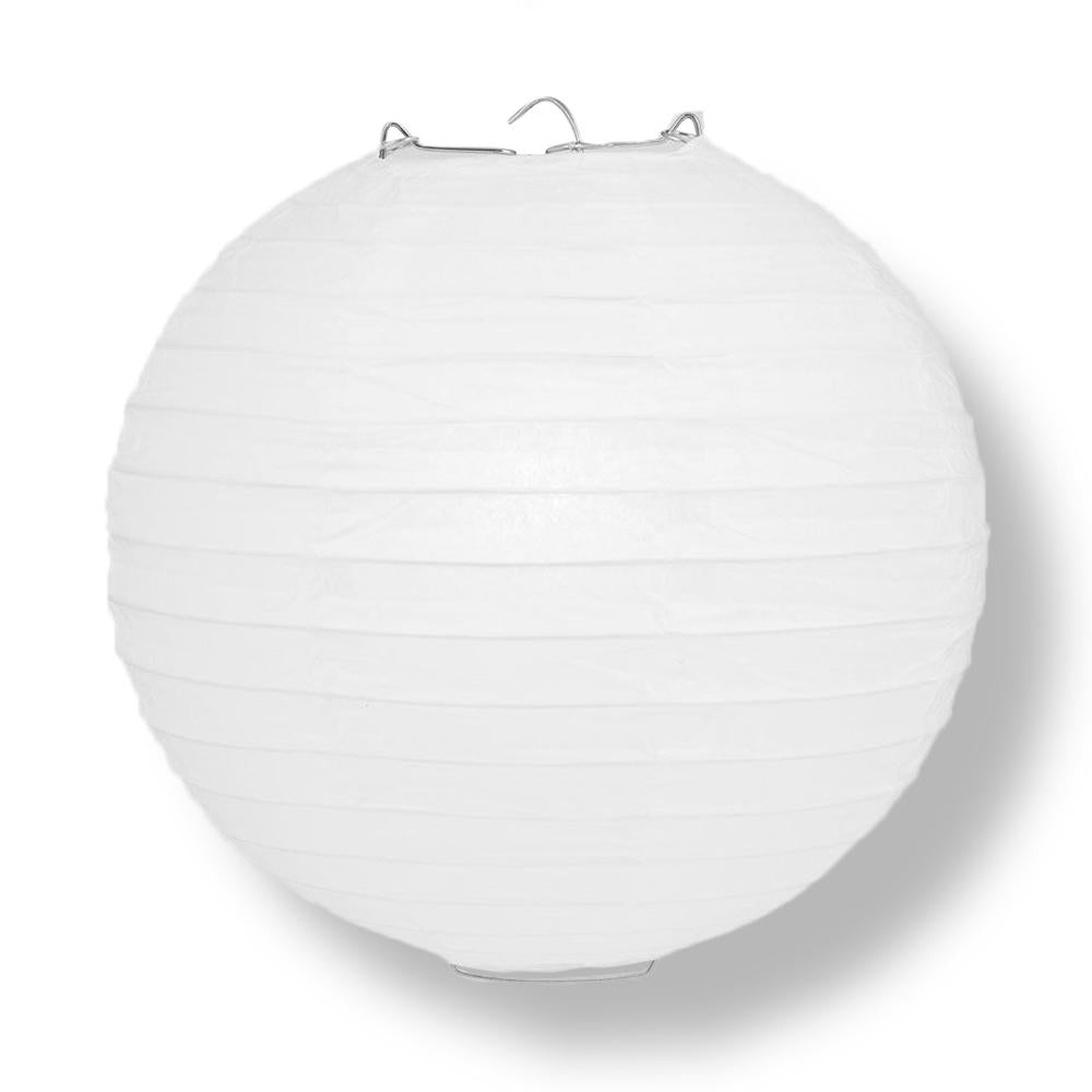 16 Inch White Round Paper Lantern, Even Ribbing, Chinese Hanging Wedding & Party Decoration - LunaBazaar.com - Discover. Celebrate. Decorate.