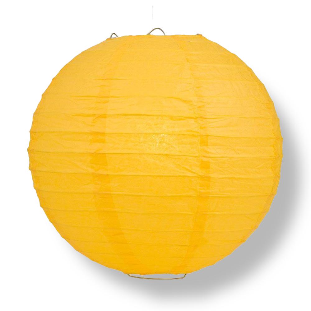 30" Yellow-Orange Jumbo Round Paper Lantern, Even Ribbing, Chinese Hanging Wedding & Party Decoration