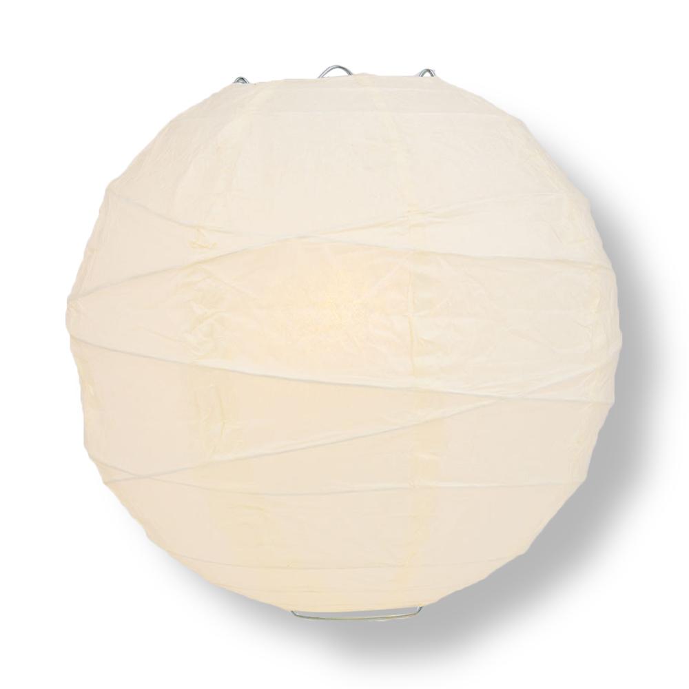 8" Beige / Ivory Round Paper Lantern, Crisscross Ribbing, Chinese Hanging Wedding & Party Decoration - PaperLanternStore.com - Paper Lanterns, Decor, Party Lights & More