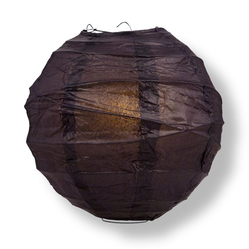 Black  Round Paper Lantern, Crisscross Ribbing, Chinese Hanging Wedding &amp; Party Decoration