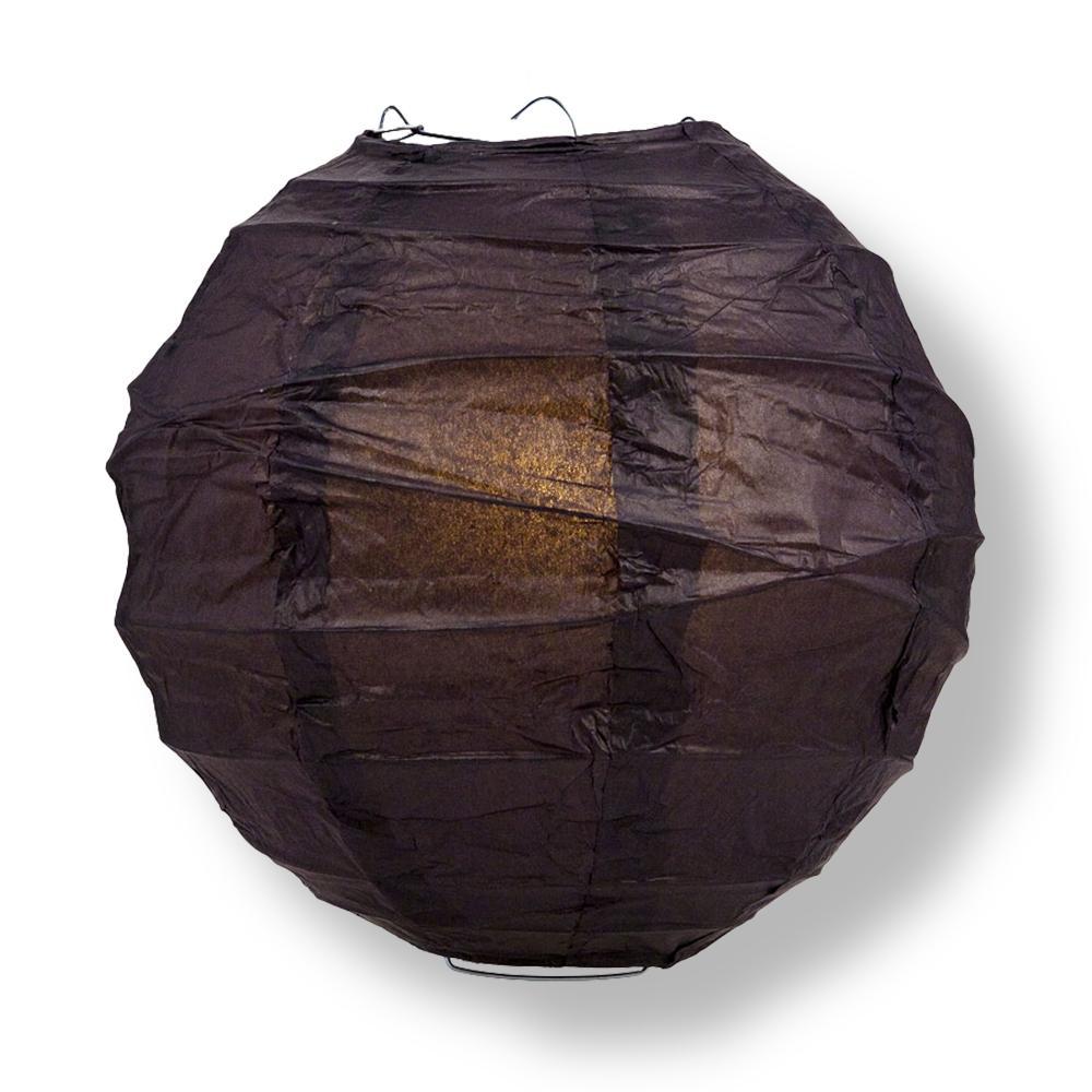 Black Round Paper Lantern, Even Ribbing, Chinese Hanging Wedding &amp; Party Decoration