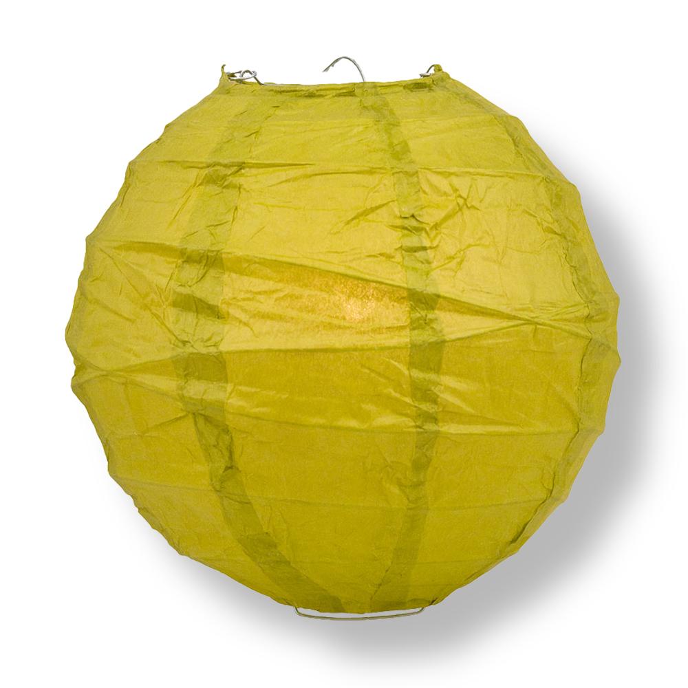 24" Chartreuse Yellow Green Round Paper Lantern, Crisscross Ribbing, Hanging - PaperLanternStore.com - Paper Lanterns, Decor, Party Lights & More