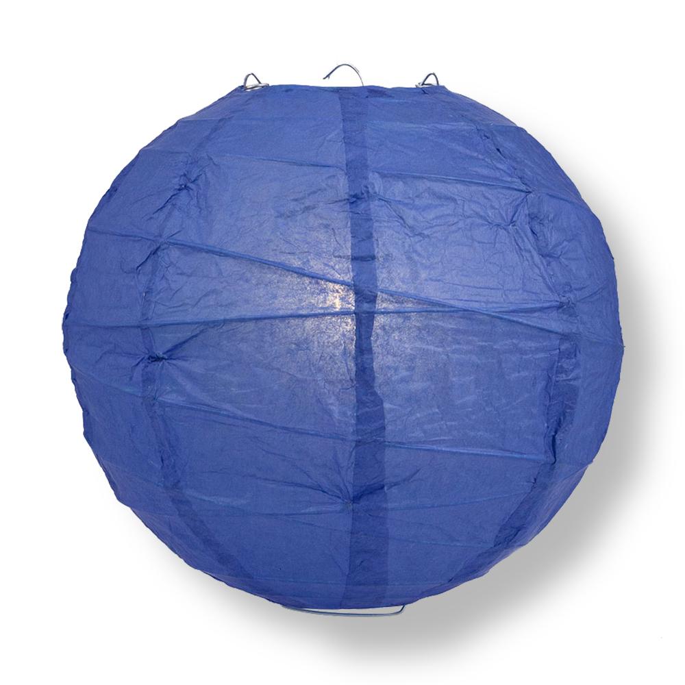 20" Dark Blue Round Paper Lantern, Crisscross Ribbing, Chinese Hanging Wedding & Party Decoration - PaperLanternStore.com - Paper Lanterns, Decor, Party Lights & More