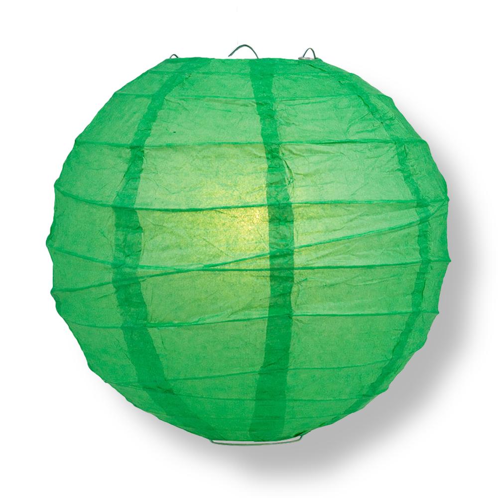 20" Emerald Green Round Paper Lantern, Crisscross Ribbing, Chinese Hanging Wedding & Party Decoration - PaperLanternStore.com - Paper Lanterns, Decor, Party Lights & More