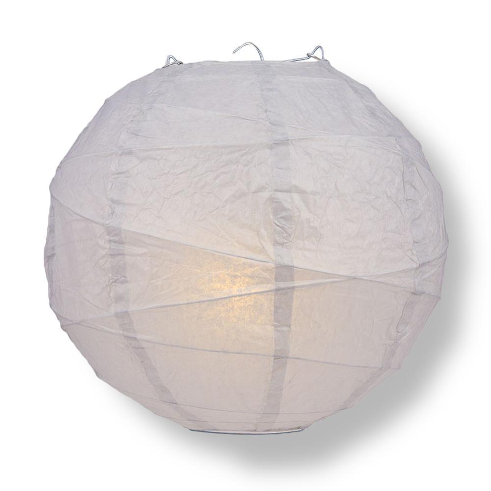 Dove Gray Round Paper Lantern, Crisscross Ribbing, Chinese Hanging Wedding &amp; Party Decoration