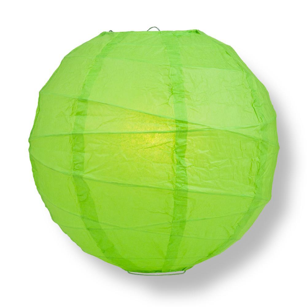 Grass Greenery Round Paper Lantern, Crisscross Ribbing, Chinese Hanging Wedding &amp; Party Decoration