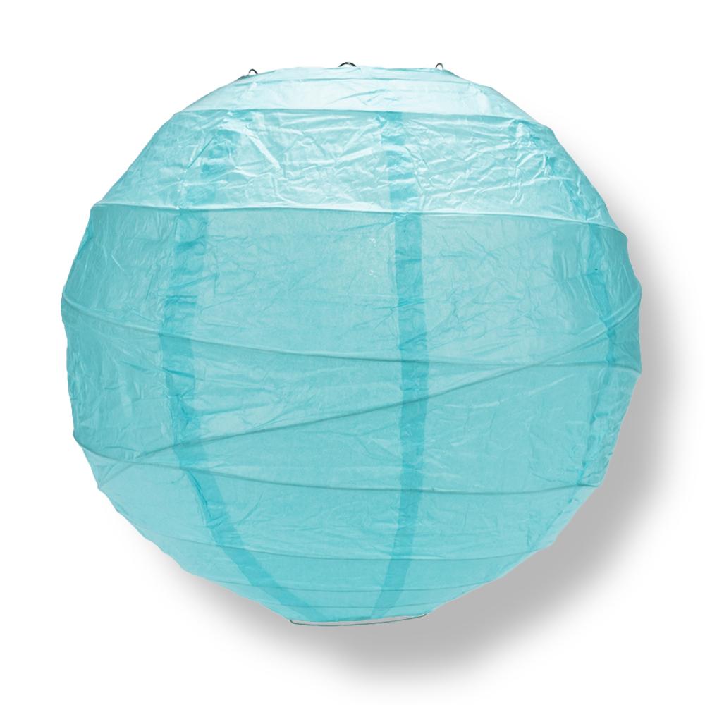 Baby Blue Round Paper Lantern, Crisscross Ribbing, Chinese Hanging Wedding &amp; Party Decoration