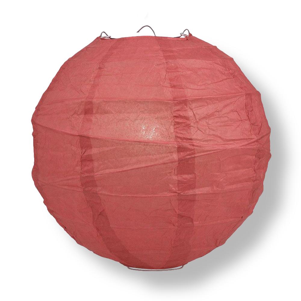 20" Marsala / Burgundy Wine Round Paper Lantern, Crisscross Ribbing, Chinese Hanging Wedding & Party Decoration - PaperLanternStore.com - Paper Lanterns, Decor, Party Lights & More