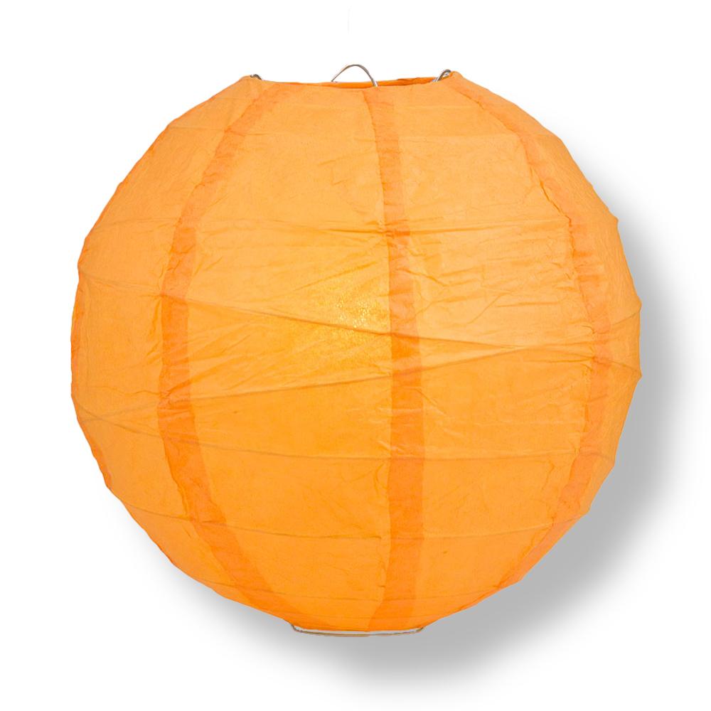 12" Orange Round Paper Lantern, Crisscross Ribbing, Chinese Hanging Wedding & Party Decoration - PaperLanternStore.com - Paper Lanterns, Decor, Party Lights & More