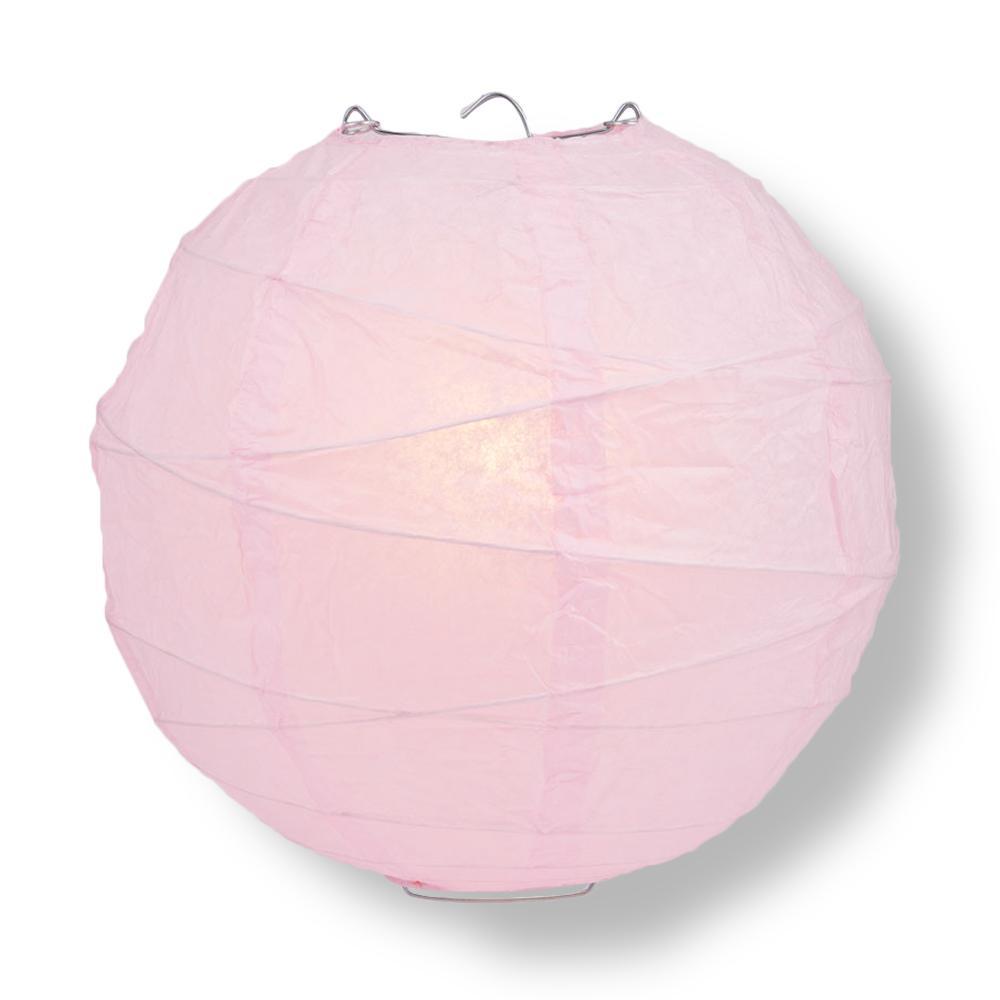 Pink Round Paper Lantern, Crisscross Ribbing, Chinese Hanging Wedding &amp; Party Decoration