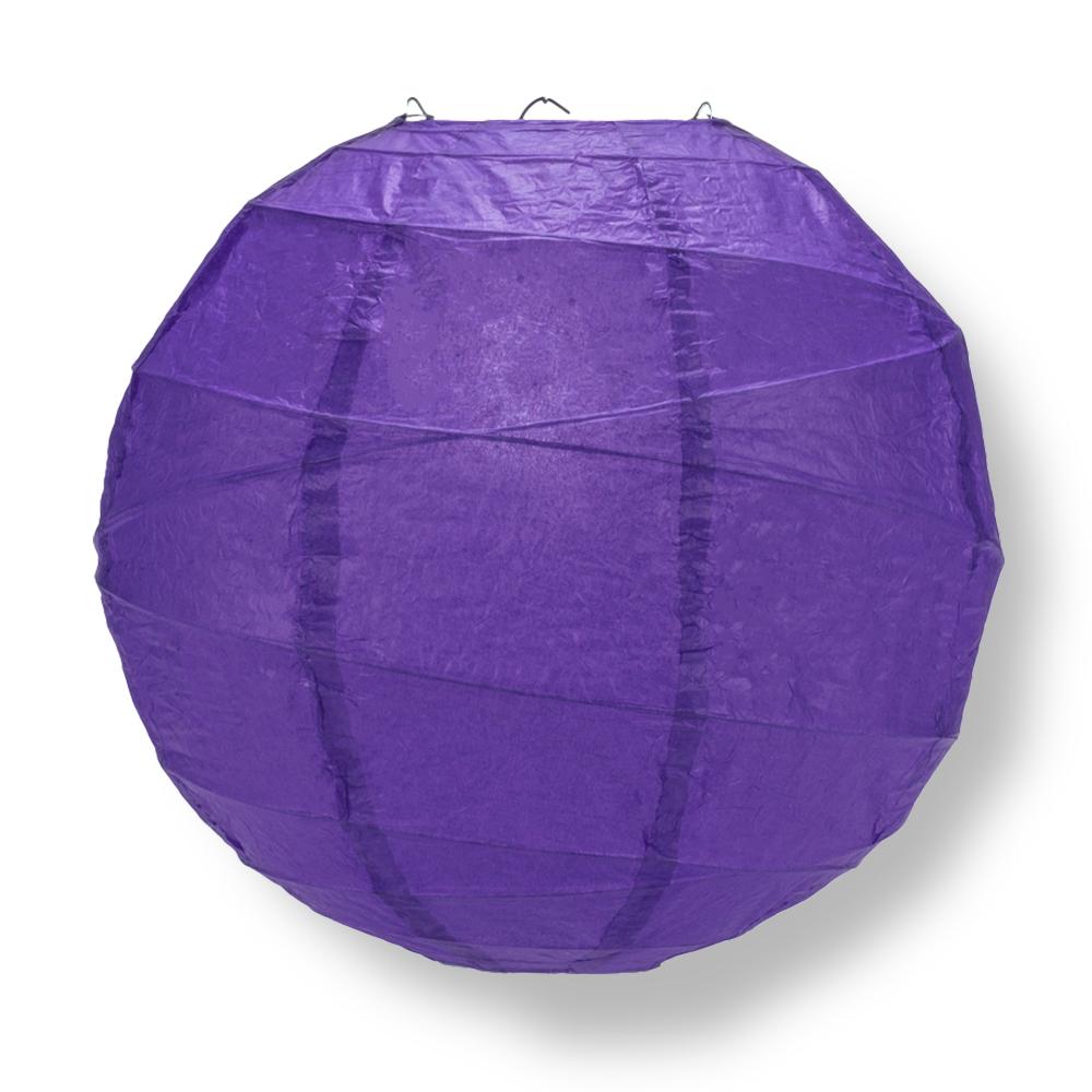 12" Plum Purple Round Paper Lantern, Crisscross Ribbing, Hanging Decoration - PaperLanternStore.com - Paper Lanterns, Decor, Party Lights & More