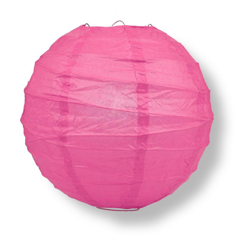 Fuchsia / Hot Pink Round Paper Lantern, Crisscross Ribbing, Chinese Hanging Wedding &amp; Party Decoration