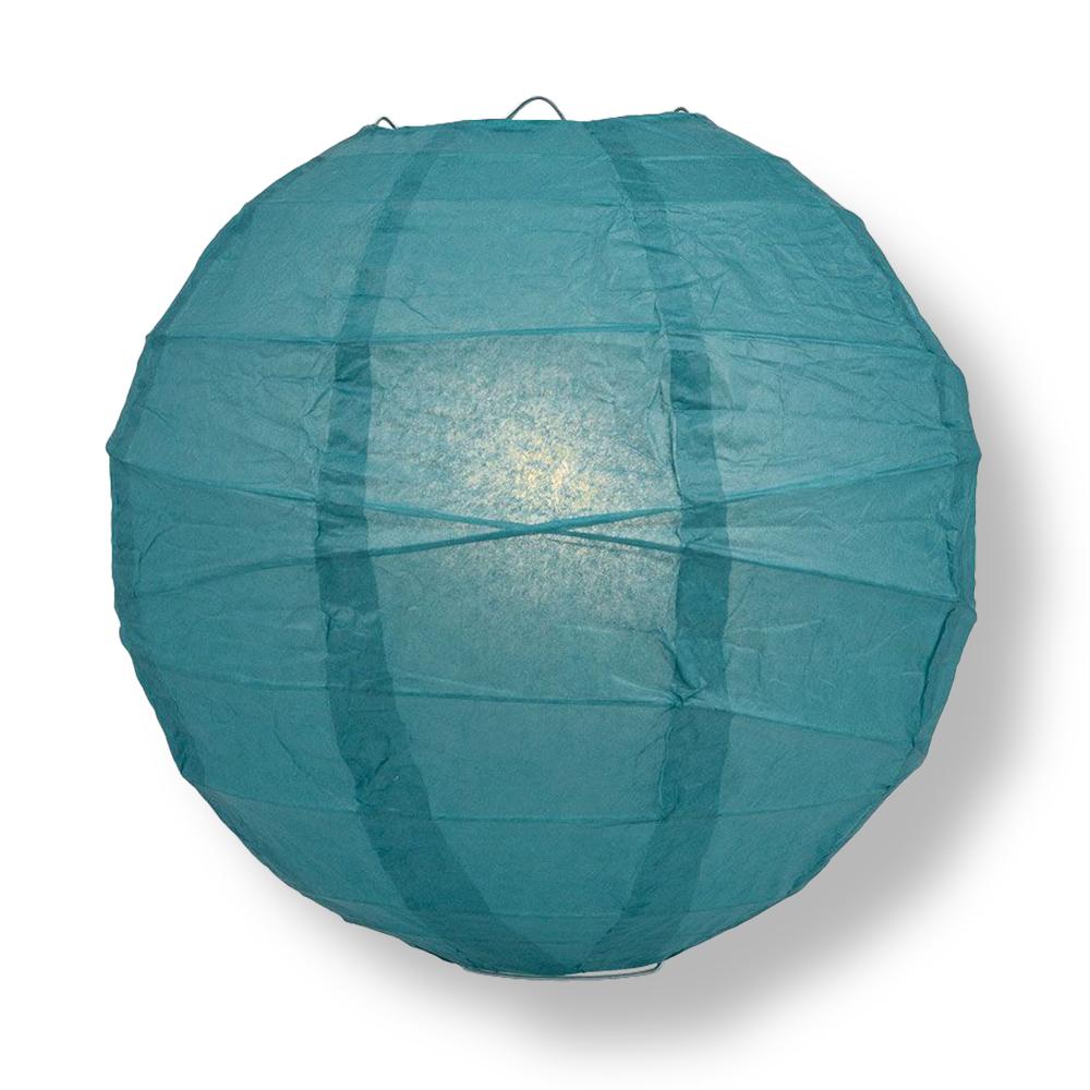 8" Tahiti Teal Round Paper Lantern, Crisscross Ribbing, Chinese Hanging Wedding & Party Decoration - PaperLanternStore.com - Paper Lanterns, Decor, Party Lights & More