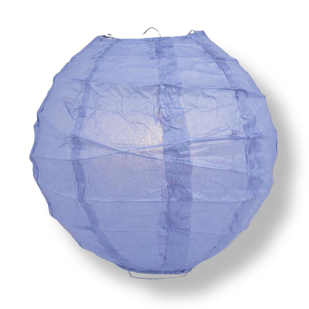 16" Serenity Blue Round Paper Lantern, Crisscross Ribbing, Hanging Decoration - PaperLanternStore.com - Paper Lanterns, Decor, Party Lights & More